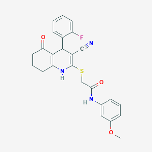 2-{[3-cyano-4-(2-fluorophenyl)-5-oxo-1,4,5,6,7,8-hexahydroquinolin-2-yl]sulfanyl}-N-(3-methoxyphenyl)acetamide
