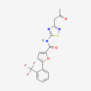 molecular formula C17H12F3N3O3S B2877798 N-[3-(2-oxopropyl)-1,2,4-thiadiazol-5-yl]-5-[2-(trifluoromethyl)phenyl]furan-2-carboxamide CAS No. 727671-45-6