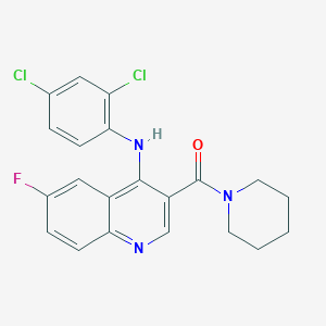 (4-((2,4-Dichlorophenyl)amino)-6-fluoroquinolin-3-yl)(piperidin-1-yl)methanone