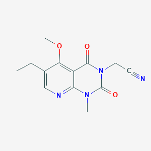 molecular formula C13H14N4O3 B2877802 2-(6-乙基-5-甲氧基-1-甲基-2,4-二氧代-1,2-二氢吡啶并[2,3-d]嘧啶-3(4H)-基)乙腈 CAS No. 921489-07-8