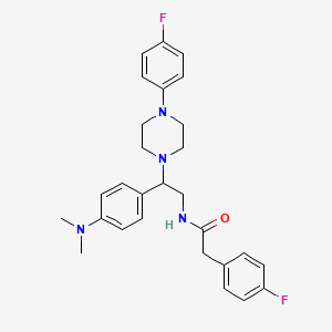 molecular formula C28H32F2N4O B2877804 N-{2-[4-(二甲氨基)苯基]-2-[4-(4-氟苯基)哌嗪-1-基]乙基}-2-(4-氟苯基)乙酰胺 CAS No. 946365-26-0