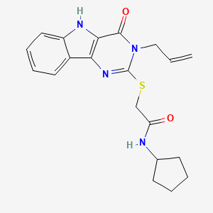 N-cyclopentyl-2-[(4-oxo-3-prop-2-enyl-5H-pyrimido[5,4-b]indol-2-yl)sulfanyl]acetamide