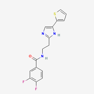 molecular formula C16H13F2N3OS B2877816 3,4-difluoro-N-(2-(4-(thiophen-2-yl)-1H-imidazol-2-yl)ethyl)benzamide CAS No. 1396676-14-4