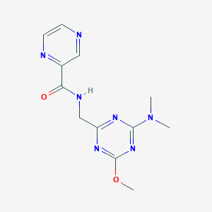 molecular formula C12H15N7O2 B2877818 N-((4-(dimethylamino)-6-methoxy-1,3,5-triazin-2-yl)methyl)pyrazine-2-carboxamide CAS No. 2034466-26-5