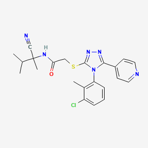 molecular formula C22H23ClN6OS B2877823 2-[[4-(3-chloro-2-methylphenyl)-5-pyridin-4-yl-1,2,4-triazol-3-yl]sulfanyl]-N-(2-cyano-3-methylbutan-2-yl)acetamide CAS No. 762256-67-7