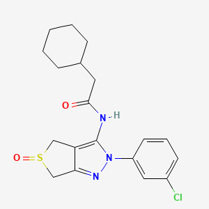 molecular formula C19H22ClN3O2S B2877825 N-(2-(3-chlorophenyl)-5-oxido-4,6-dihydro-2H-thieno[3,4-c]pyrazol-3-yl)-2-cyclohexylacetamide CAS No. 1009515-77-8