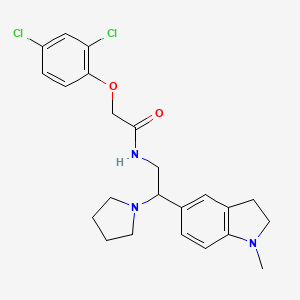 molecular formula C23H27Cl2N3O2 B2877827 2-(2,4-dichlorophenoxy)-N-(2-(1-methylindolin-5-yl)-2-(pyrrolidin-1-yl)ethyl)acetamide CAS No. 922033-52-1