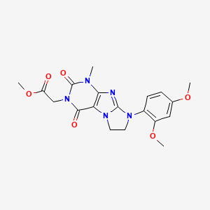 molecular formula C19H21N5O6 B2877838 Methyl 2-[6-(2,4-dimethoxyphenyl)-4-methyl-1,3-dioxo-7,8-dihydropurino[7,8-a]imidazol-2-yl]acetate CAS No. 893977-55-4