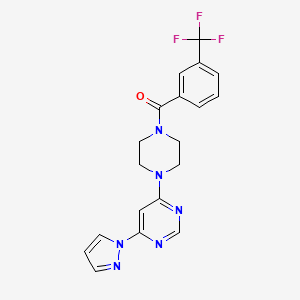 (4-(6-(1H-pyrazol-1-yl)pyrimidin-4-yl)piperazin-1-yl)(3-(trifluoromethyl)phenyl)methanone