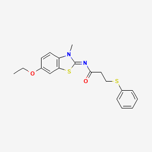 molecular formula C19H20N2O2S2 B2877854 N-(6-ethoxy-3-methyl-1,3-benzothiazol-2-ylidene)-3-phenylsulfanylpropanamide CAS No. 393837-31-5
