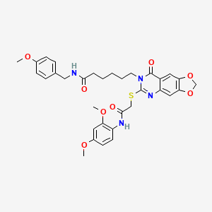 6-(6-((2-((2,4-dimethoxyphenyl)amino)-2-oxoethyl)thio)-8-oxo-[1,3]dioxolo[4,5-g]quinazolin-7(8H)-yl)-N-(4-methoxybenzyl)hexanamide