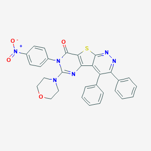 molecular formula C30H22N6O4S B287787 3,4-Diphenyl-6-morpholino-7-(4-nitrophenyl)-1,2,5,7-tetraaza-9-thia-9H-fluoren-8(7H)-one 