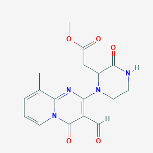 molecular formula C17H18N4O5 B2877876 Methyl 2-(1-(3-formyl-9-methyl-4-oxo-4H-pyrido[1,2-a]pyrimidin-2-yl)-3-oxopiperazin-2-yl)acetate CAS No. 1706667-11-9