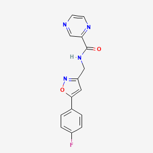 molecular formula C15H11FN4O2 B2877877 N-((5-(4-fluorophenyl)isoxazol-3-yl)methyl)pyrazine-2-carboxamide CAS No. 1209822-31-0