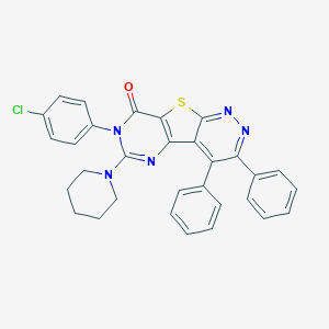 molecular formula C31H24ClN5OS B287788 3,4-Diphenyl-6-piperidino-7-(4-chlorophenyl)-1,2,5,7-tetraaza-9-thia-9H-fluoren-8(7H)-one 