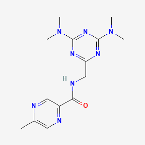 molecular formula C14H20N8O B2877885 N-((4,6-bis(dimethylamino)-1,3,5-triazin-2-yl)methyl)-5-methylpyrazine-2-carboxamide CAS No. 2034573-45-8