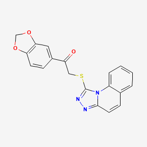 molecular formula C19H13N3O3S B2877886 1-(1,3-Benzodioxol-5-yl)-2-([1,2,4]triazolo[4,3-a]quinolin-1-ylsulfanyl)ethanone CAS No. 690961-53-6