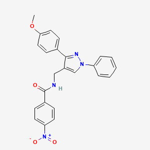 molecular formula C24H20N4O4 B2877889 N-{[3-(4-甲氧基苯基)-1-苯基-1H-吡唑-4-基]甲基}-4-硝基苯甲酰胺 CAS No. 956784-03-5