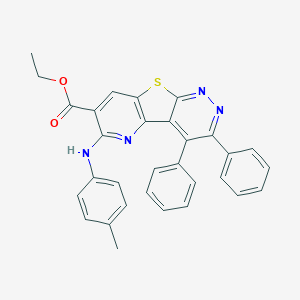 molecular formula C31H24N4O2S B287789 3,4-Diphenyl-6-(4-methylanilino)-9-thia-1,2,5-triaza-9H-fluorene-7-carboxylic acid ethyl ester 