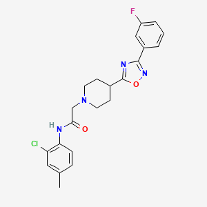 molecular formula C22H22ClFN4O2 B2877891 N-(2-chloro-4-methylphenyl)-2-(4-(3-(3-fluorophenyl)-1,2,4-oxadiazol-5-yl)piperidin-1-yl)acetamide CAS No. 1251556-79-2