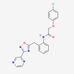 2-(4-chlorophenoxy)-N-(2-((3-(pyrazin-2-yl)-1,2,4-oxadiazol-5-yl)methyl)phenyl)acetamide