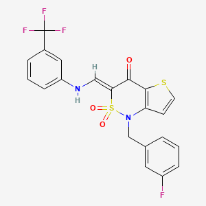 (Z)-1-(3-fluorobenzyl)-3-(((3-(trifluoromethyl)phenyl)amino)methylene)-1H-thieno[3,2-c][1,2]thiazin-4(3H)-one 2,2-dioxide