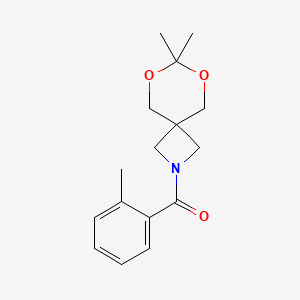 molecular formula C16H21NO3 B2877901 (7,7-Dimethyl-6,8-dioxa-2-azaspiro[3.5]nonan-2-yl)(o-tolyl)methanone CAS No. 1396625-64-1