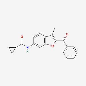molecular formula C20H17NO3 B2877917 N-[3-methyl-2-(phenylcarbonyl)-1-benzofuran-6-yl]cyclopropanecarboxamide CAS No. 929472-11-7