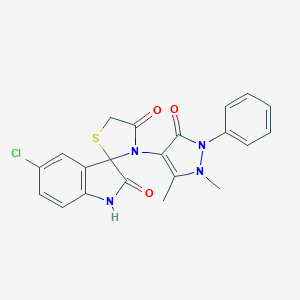 molecular formula C21H17ClN4O3S B287793 5'-chloro-3-(1,5-dimethyl-3-oxo-2-phenylpyrazol-4-yl)spiro[1,3-thiazolidine-2,3'-1H-indole]-2',4-dione 