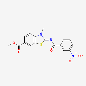 molecular formula C17H13N3O5S B2877932 Methyl 3-methyl-2-(3-nitrobenzoyl)imino-1,3-benzothiazole-6-carboxylate CAS No. 865545-20-6