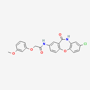 molecular formula C22H17ClN2O5 B2877935 N-(8-chloro-11-oxo-10,11-dihydrodibenzo[b,f][1,4]oxazepin-2-yl)-2-(3-methoxyphenoxy)acetamide CAS No. 921918-63-0