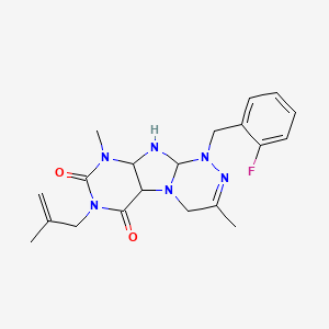 molecular formula C20H21FN6O2 B2877939 1-[(2-fluorophenyl)methyl]-3,9-dimethyl-7-(2-methylprop-2-en-1-yl)-1H,4H,6H,7H,8H,9H-[1,2,4]triazino[4,3-g]purine-6,8-dione CAS No. 919026-74-7