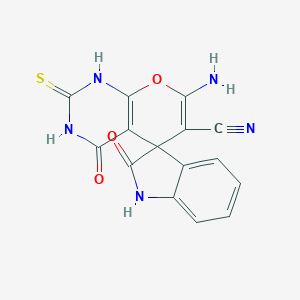 molecular formula C15H9N5O3S B287794 7-amino-2',4-dioxo-2-thioxo-1,1',3,3',4,5-hexahydrospiro(2H-pyrano[2,3-d]pyrimidine-5,3'-[2'H]-indole)-6-carbonitrile 