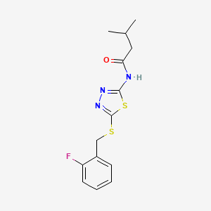 molecular formula C14H16FN3OS2 B2877950 N-(5-((2-氟苄基)硫代)-1,3,4-噻二唑-2-基)-3-甲基丁酰胺 CAS No. 868974-04-3