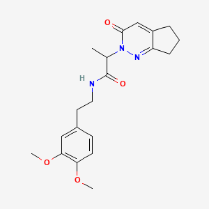 molecular formula C20H25N3O4 B2877955 N-(3,4-dimethoxyphenethyl)-2-(3-oxo-3,5,6,7-tetrahydro-2H-cyclopenta[c]pyridazin-2-yl)propanamide CAS No. 2034470-06-7