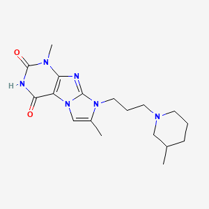 molecular formula C18H26N6O2 B2877958 1,7-dimethyl-8-(3-(3-methylpiperidin-1-yl)propyl)-1H-imidazo[2,1-f]purine-2,4(3H,8H)-dione CAS No. 923685-72-7
