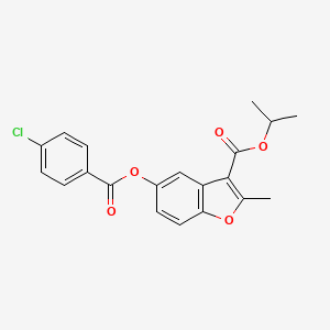 molecular formula C20H17ClO5 B2877960 Isopropyl 5-((4-chlorobenzoyl)oxy)-2-methylbenzofuran-3-carboxylate CAS No. 300557-40-8