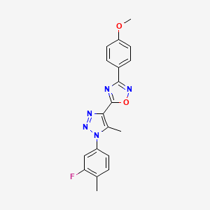 molecular formula C19H16FN5O2 B2877964 5-[1-(3-fluoro-4-methylphenyl)-5-methyl-1H-1,2,3-triazol-4-yl]-3-(4-methoxyphenyl)-1,2,4-oxadiazole CAS No. 942034-20-0