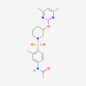 molecular formula C20H26N4O4S B2877971 N-(4-((3-((4,6-二甲基嘧啶-2-基)氧代)哌啶-1-基)磺酰基)-3-甲基苯基)乙酰胺 CAS No. 2097894-21-6