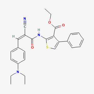ethyl 2-({(2E)-2-cyano-3-[4-(diethylamino)phenyl]prop-2-enoyl}amino)-4-phenylthiophene-3-carboxylate