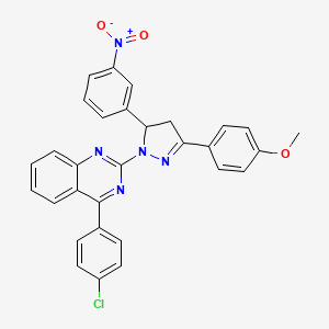 molecular formula C30H22ClN5O3 B2877974 4-(4-氯苯基)-2-(3-(4-甲氧基苯基)-5-(3-硝基苯基)-4,5-二氢-1H-吡唑-1-基)喹唑啉 CAS No. 332054-23-6