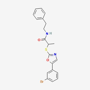 molecular formula C20H19BrN2O2S B2877976 2-((5-(3-bromophenyl)oxazol-2-yl)thio)-N-phenethylpropanamide CAS No. 1040679-89-7