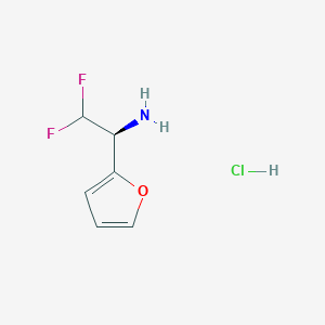 molecular formula C6H8ClF2NO B2877977 (1S)-2,2-二氟-1-(呋喃-2-基)乙胺；盐酸盐 CAS No. 869334-32-7
