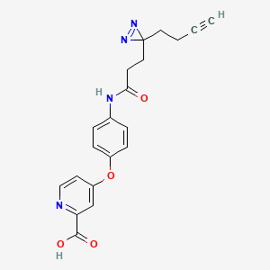 molecular formula C20H18N4O4 B2877984 4-[4-[3-(3-But-3-ynyldiazirin-3-yl)propanoylamino]phenoxy]pyridine-2-carboxylic acid CAS No. 2220169-50-4