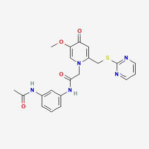N-(3-acetamidophenyl)-2-(5-methoxy-4-oxo-2-((pyrimidin-2-ylthio)methyl)pyridin-1(4H)-yl)acetamide