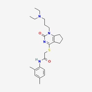 molecular formula C24H34N4O2S B2877996 2-((1-(3-(diethylamino)propyl)-2-oxo-2,5,6,7-tetrahydro-1H-cyclopenta[d]pyrimidin-4-yl)thio)-N-(2,4-dimethylphenyl)acetamide CAS No. 898460-23-6