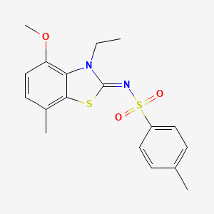 molecular formula C18H20N2O3S2 B2877999 (Z)-N-(3-ethyl-4-methoxy-7-methylbenzo[d]thiazol-2(3H)-ylidene)-4-methylbenzenesulfonamide CAS No. 955697-03-7