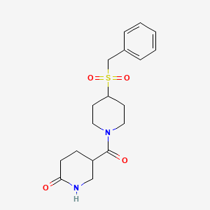 molecular formula C18H24N2O4S B2878001 5-(4-(Benzylsulfonyl)piperidine-1-carbonyl)piperidin-2-one CAS No. 2034532-18-6