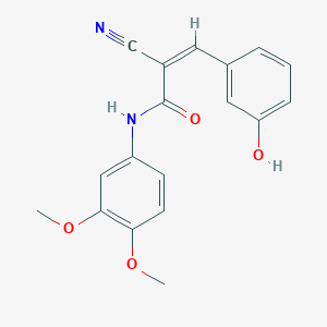 molecular formula C18H16N2O4 B2878021 (Z)-2-Cyano-N-(3,4-dimethoxyphenyl)-3-(3-hydroxyphenyl)prop-2-enamide CAS No. 744223-06-1