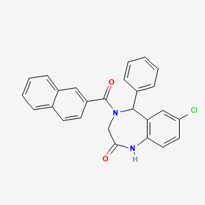 molecular formula C26H19ClN2O2 B2878026 7-chloro-4-(naphthalene-2-carbonyl)-5-phenyl-3,5-dihydro-1H-1,4-benzodiazepin-2-one CAS No. 533880-11-4